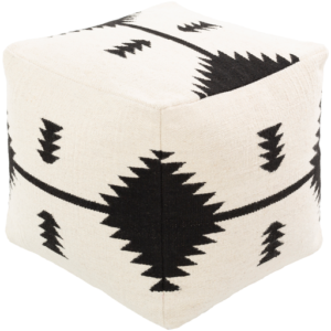 Cream and Black Shiprock Pouf by Livabliss