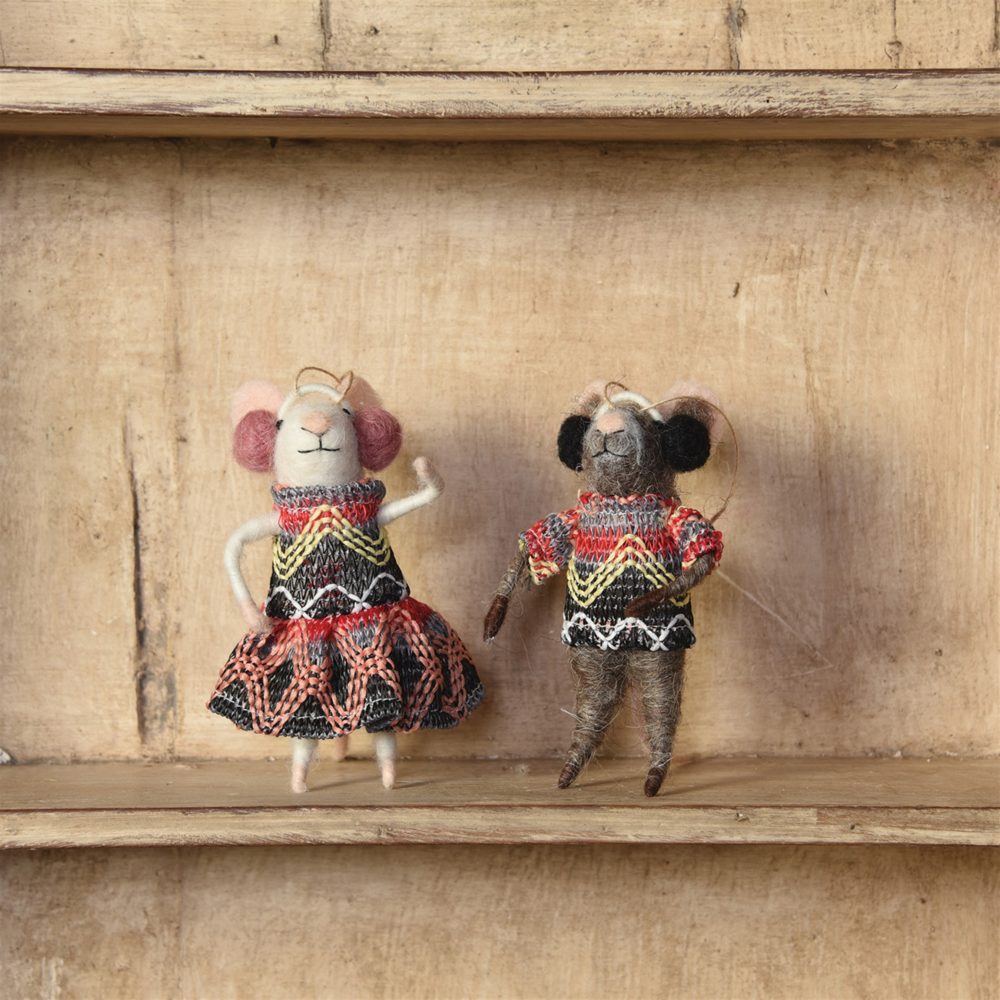 Wintertime Gal Mouse Ornament Set of 2 by HomArt - Image 2