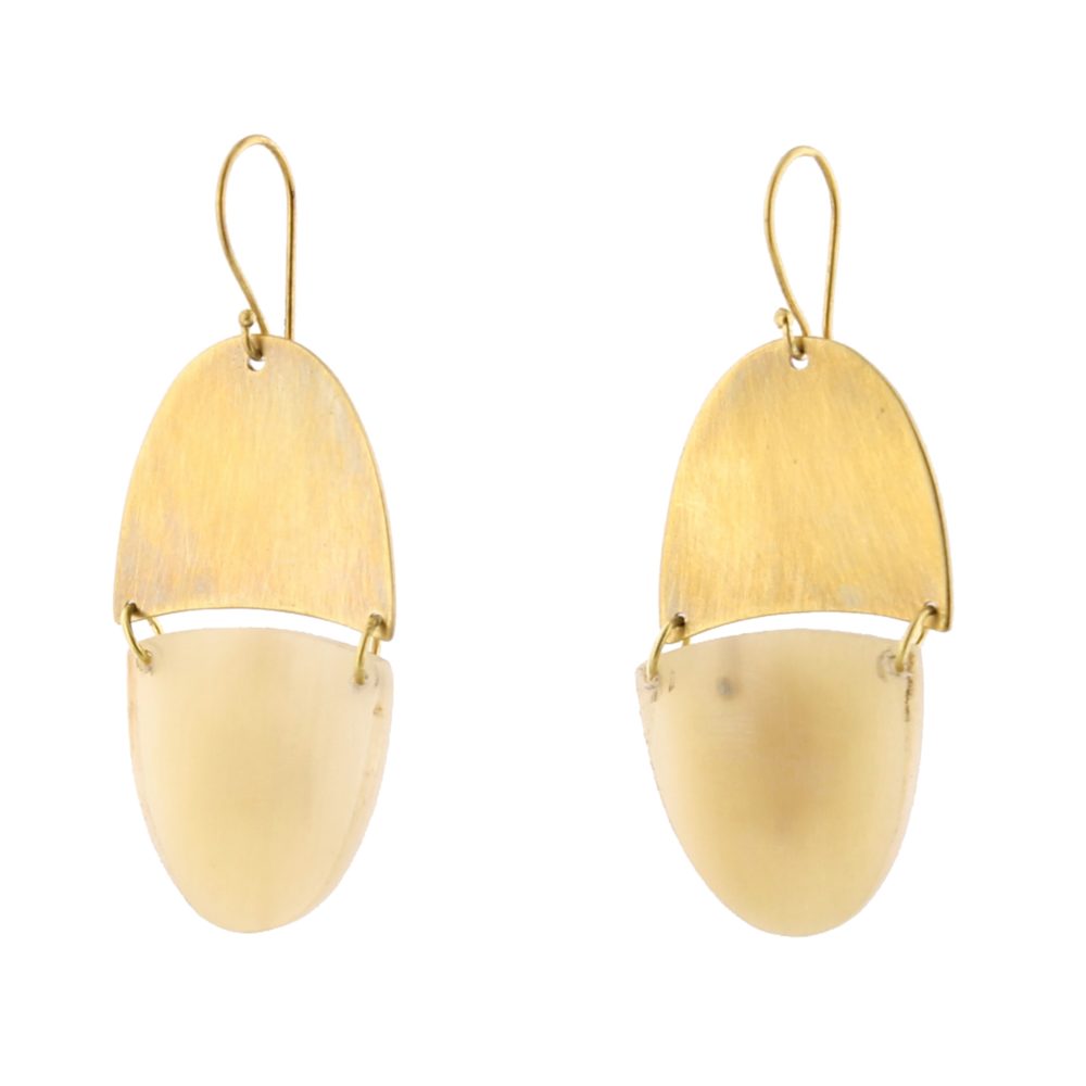 Malang Light Horn and Brass Linked Capsule Earrings by Ora Ten - Image 2