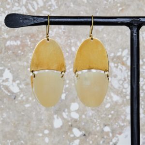 Malang Light Horn and Brass Linked Capsule Earrings by Ora Ten