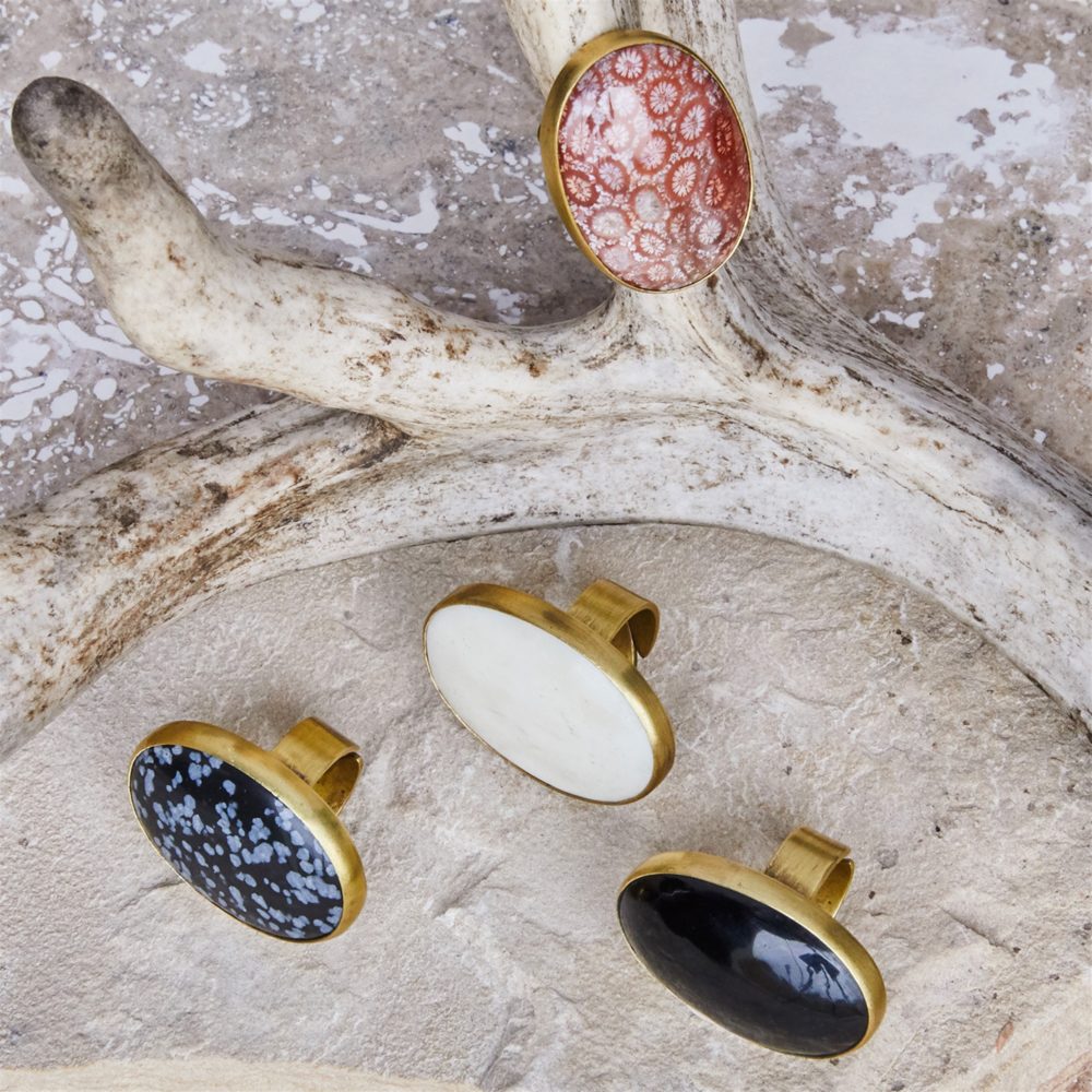 White Bone Bezel Set Ring by Ora Ten - Image 2