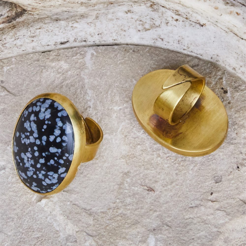 Snowflake Obsidian Bezel Set Ring by Ora Ten