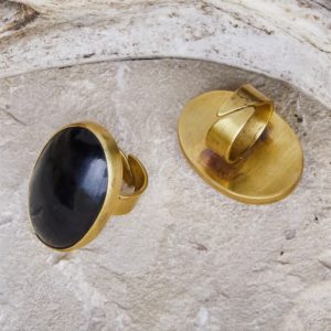 Dark Horn Bezel Set Ring by Ora Ten