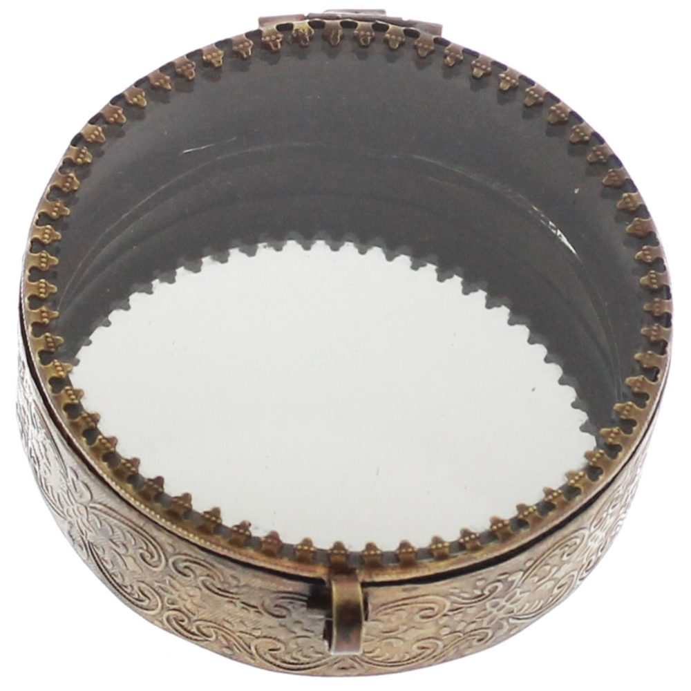 Large Round Josephine Mirrored Brass Box by HomArt - Image 3