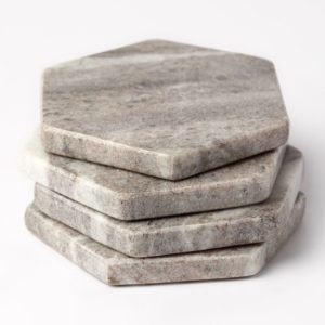 Brown Galaxy Marble Hexagonal Coasters Set of 4 by BIDKhome