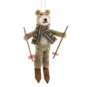 Felt Bear on Skis Ornaments Set of 2 by HomArt