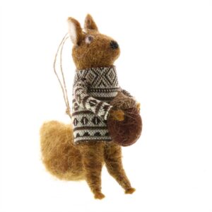 Felt Squirrel with Nut Ornament Set of 2 by HomArt