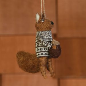 Felt Squirrel with Nut Ornament Set of 2 by HomArt