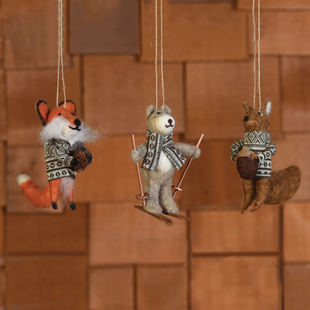 Felt Fox with Bundle Ornament Set of 2 by HomArt - Image 2