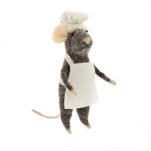 Grey Chef Mouse Ornament Set of 2 by HomArt