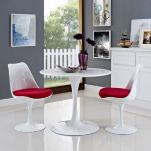 Lippa 36" Round Wood Top Dining Table in White by Modway