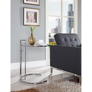 Eileen Gray Chrome Stainless Steel End Table in Silver by Modway