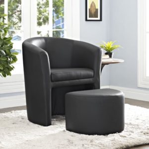 Divulge Armchair and Ottoman in Black by Modway