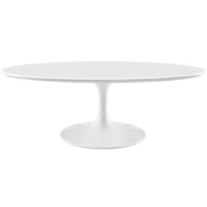 Lippa 48" Oval-Shaped Wood Top Coffee Table in White by Modway