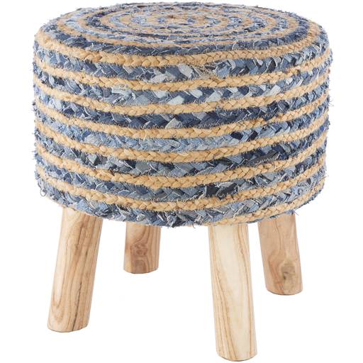 Tan and Blue Cambrai Stool by Livabliss
