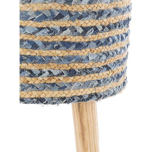 Tan and Blue Cambrai Stool by Livabliss - Image 2