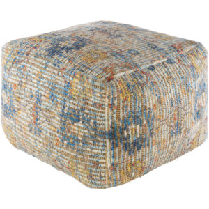 Saffron and Pale Blue Coventry Pouf by Livabliss