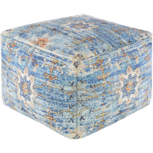 Sky Blue and Peach Devonshire Pouf by Livabliss