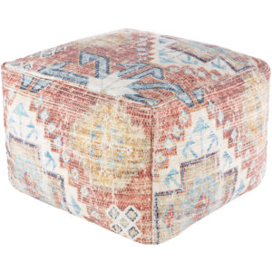 Burnt Orange and White Devonshire Pouf by Livabliss