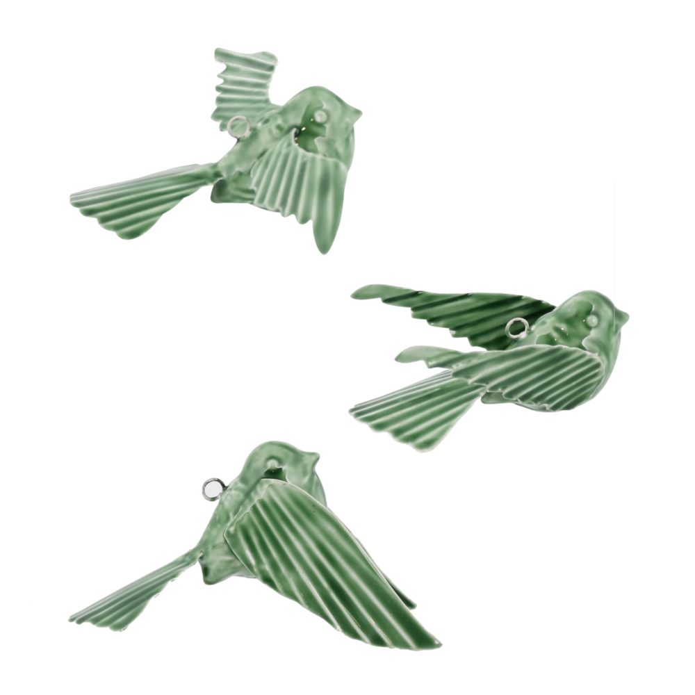Tilda Green Enamel Birds Set of 3 by HomArt - Image 2