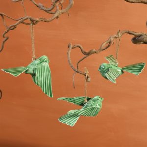 Tilda Green Enamel Birds Set of 3 by HomArt