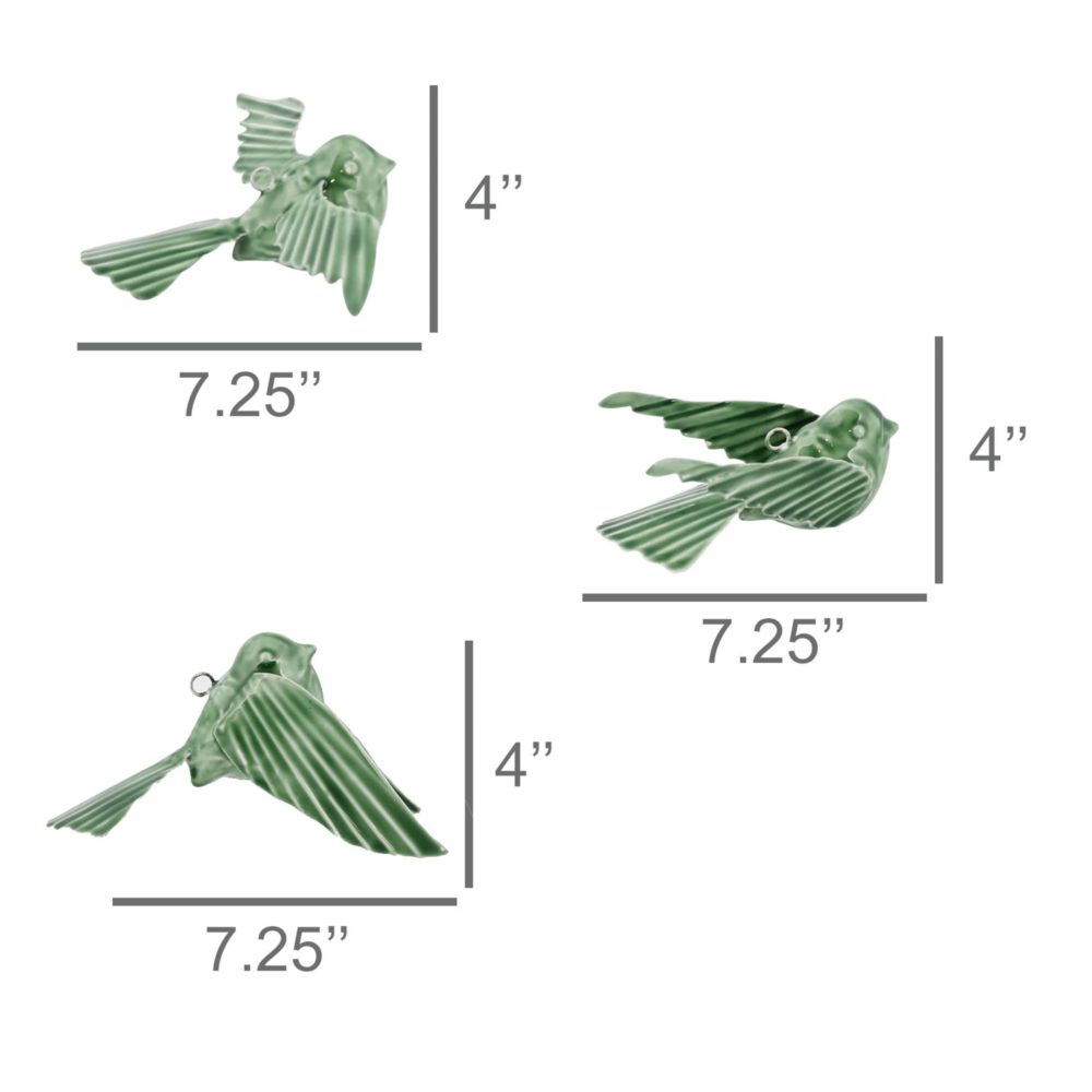 Tilda Green Enamel Birds Set of 3 by HomArt - Image 3