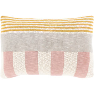 Pink and Cream Brickel Pillow by Livabliss