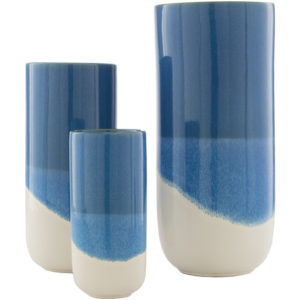 Blue and White Geo Vase Set of 3 by Livabliss