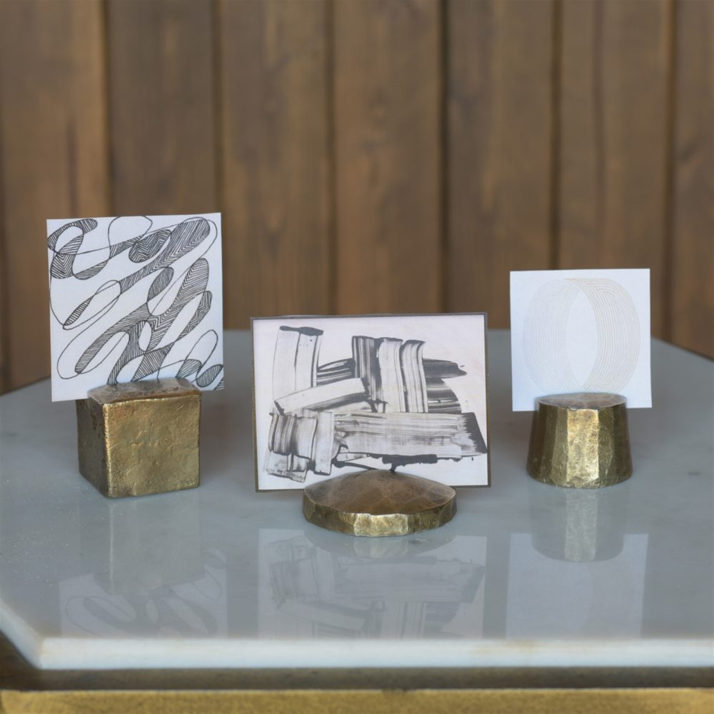 Chiseled Brass Stump Place Card Holders Set of 4 by HomArt - Image 2