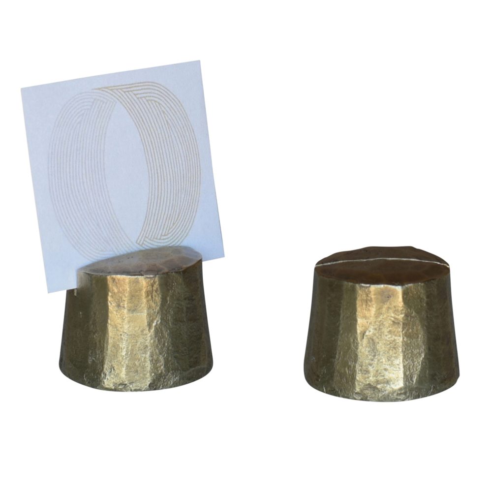 Chiseled Brass Stump Place Card Holders Set of 4 by HomArt - Image 3