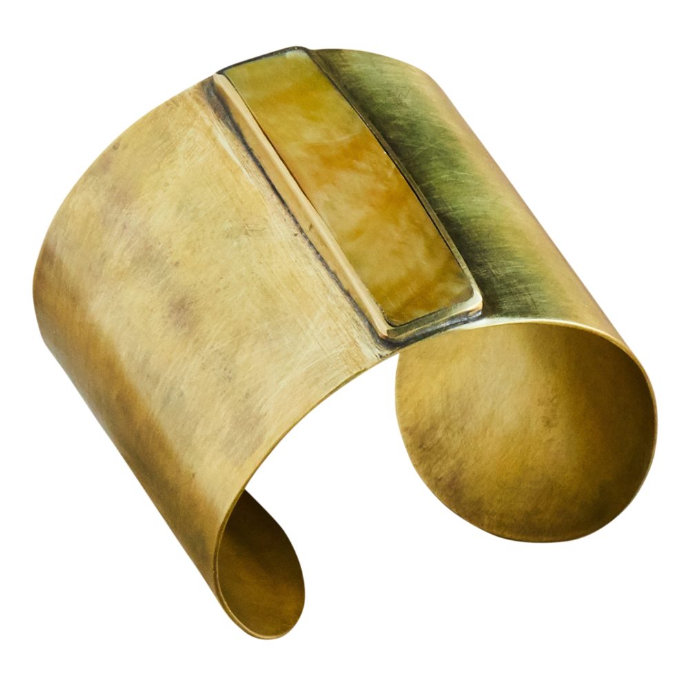 Suja Cuff with Bezel Set Mother of Pearl by Ora Ten - Image 2
