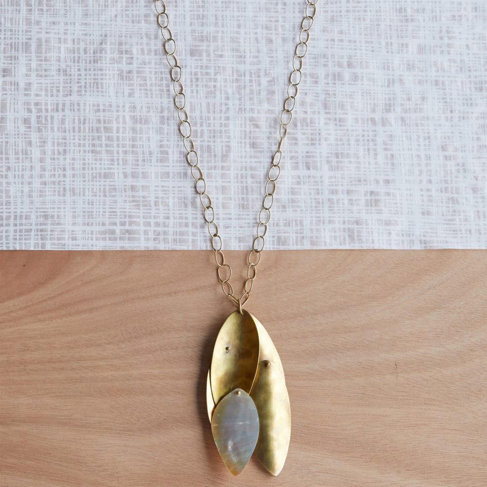 Dona Brass and Light Mother of Pearl Necklace by Ora Ten