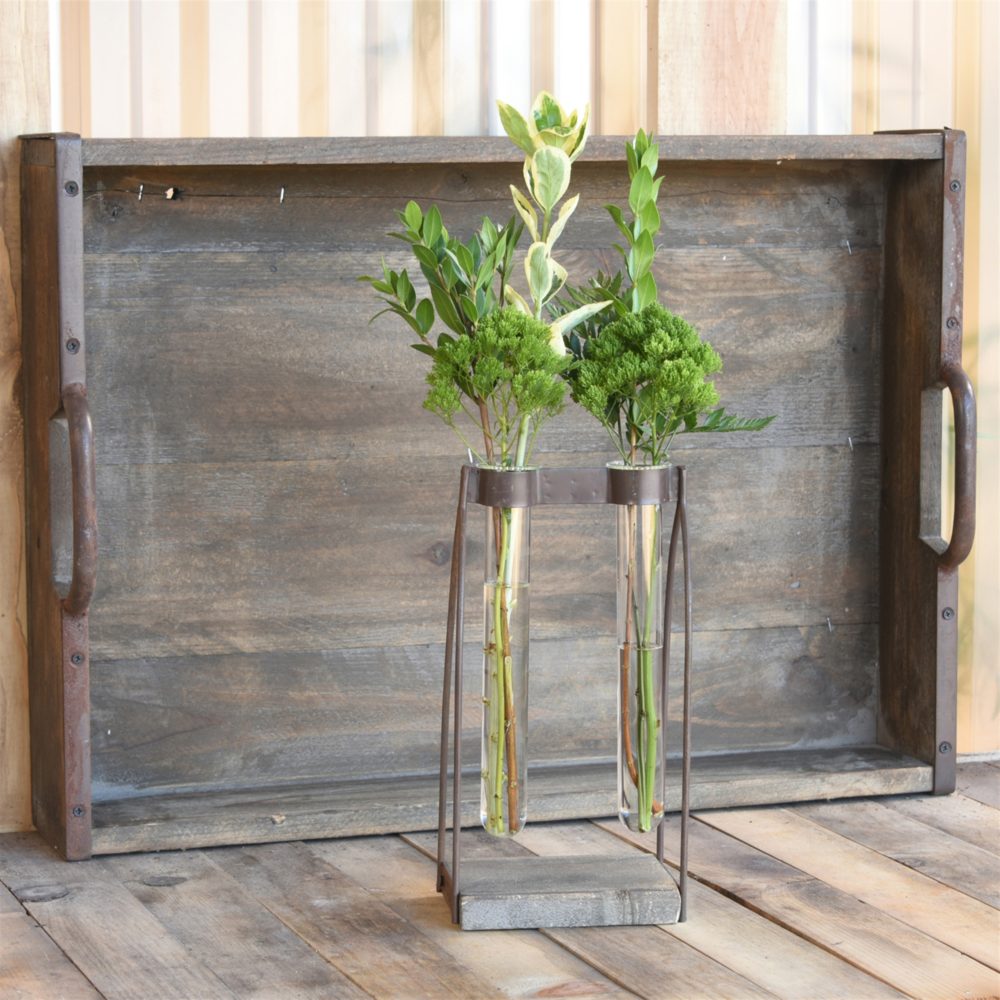 Mirabelle Wood, Iron and Glass Tube Vases by HomArt - Image 2