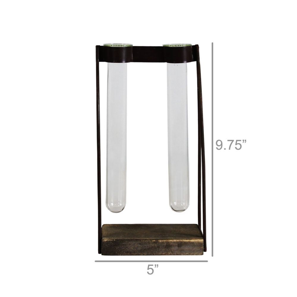 Mirabelle Wood, Iron and Glass Tube Vases by HomArt - Image 4