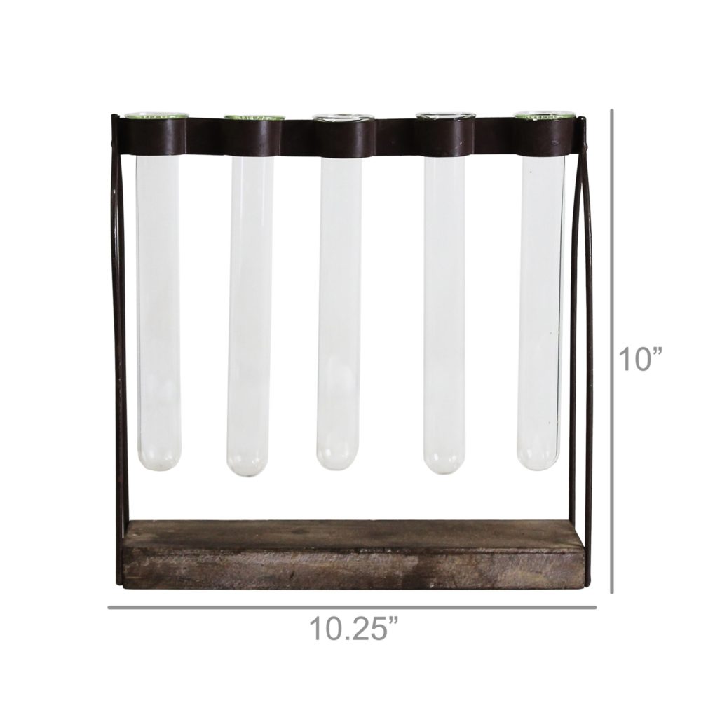 Mirabelle Wood, Iron and Glass Tube Vases by HomArt - Image 7