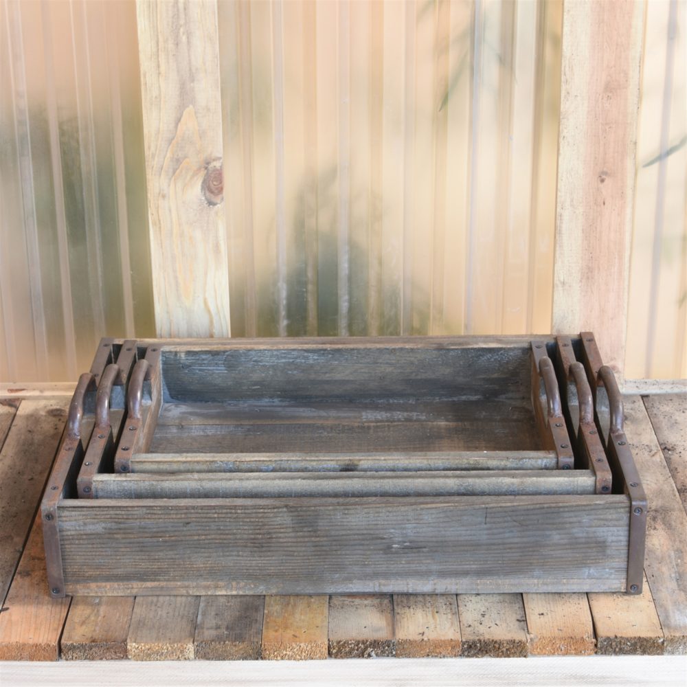 Jennings Wood Trays Set of 3 by HomArt - Image 3