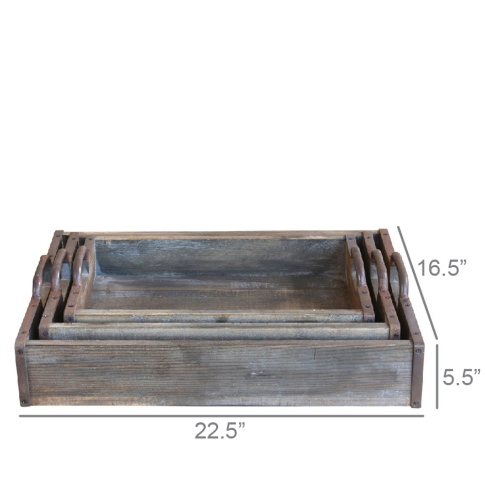 Jennings Wood Trays Set of 3 by HomArt - Image 5