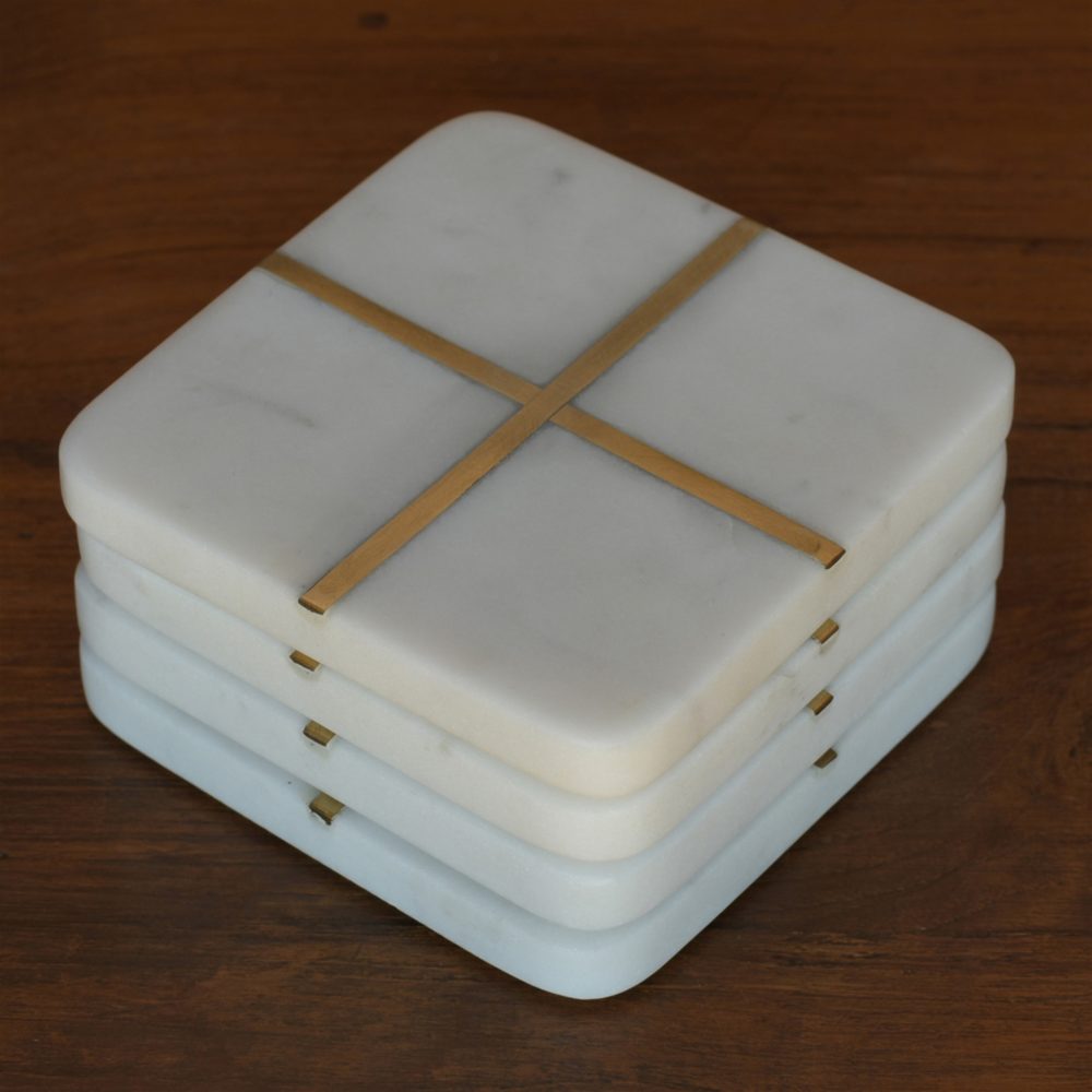 Aperture Marble and Brass Coasters Set of 4 by HomArt - Image 3