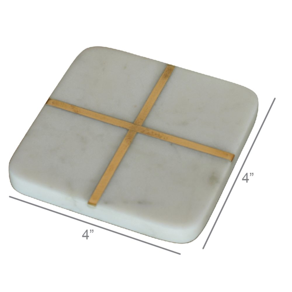 Aperture Marble and Brass Coasters Set of 4 by HomArt - Image 4