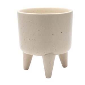 Large Cream Ceramic Tripod Bowl by BIDKhome