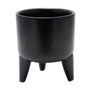 Large Black Ceramic Tripod Bowl by BIDKhome