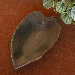 Large Bronze Begonia Leaf Tray by HomArt
