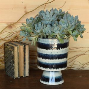 Toku Indigo Stripe Ceramic Vessel by HomArt