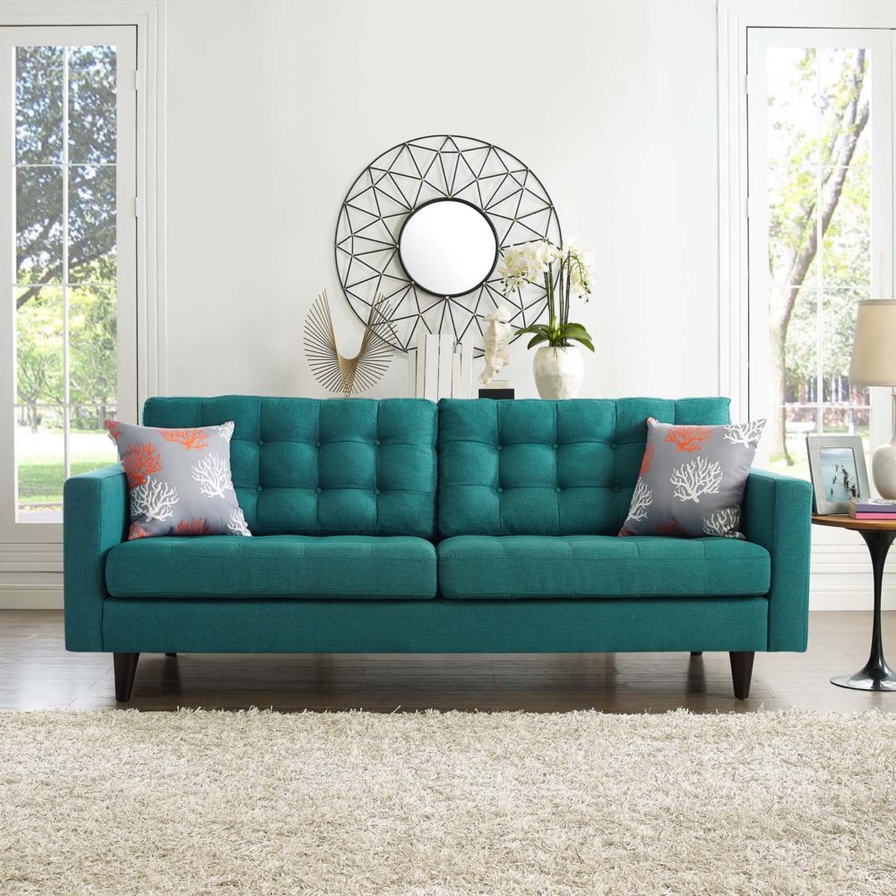Empress Upholstered Fabric Sofa in Teal by Modway