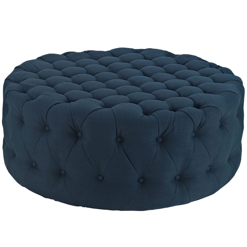 Amour Upholstered Fabric Ottoman in Azure by Modway - Image 3