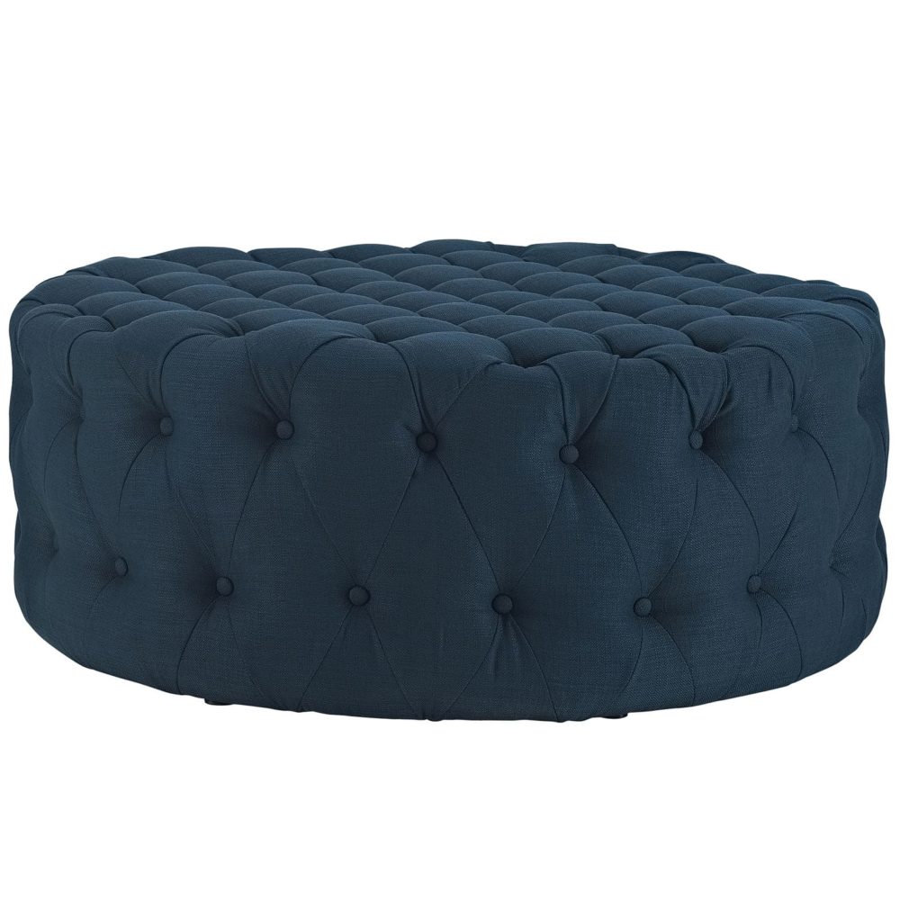 Amour Upholstered Fabric Ottoman in Azure by Modway - Image 4
