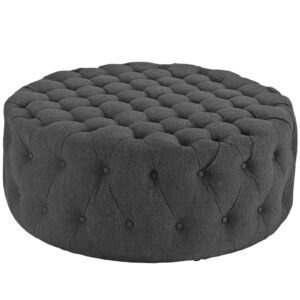 Amour Upholstered Fabric Ottoman in Gray by Modway