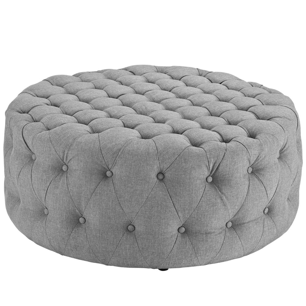Amour Upholstered Fabric Ottoman in Light Gray by Modway - Image 5