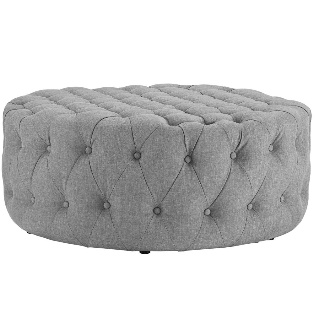 Amour Upholstered Fabric Ottoman in Light Gray by Modway - Image 3