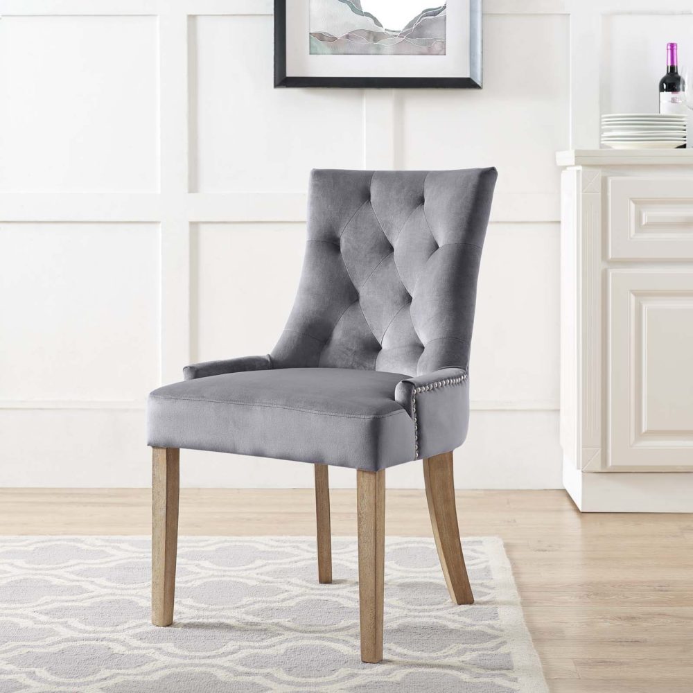 Pose Performance Velvet Dining Chair in Gray by Modway